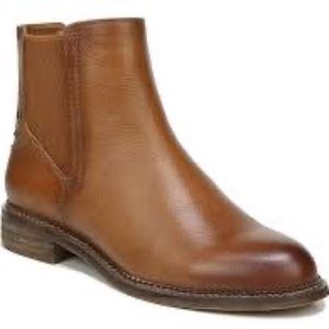 FRANCO SARTO-HORRACE Cognac Golden Brown Leather Low Heel Ankle Booties-9.5